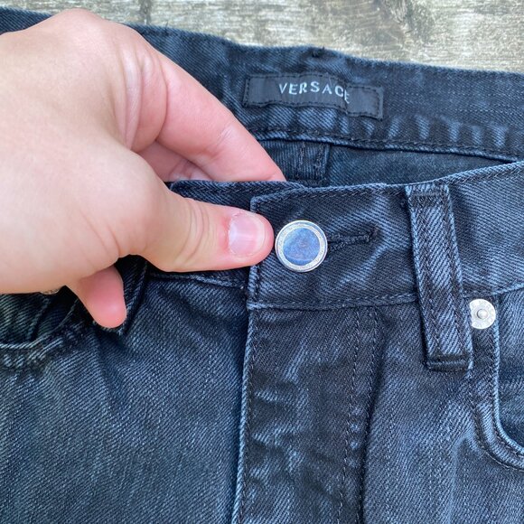 Vintage Versace Embroidered Jeans Size 29 Gray - Picture 7 of 8